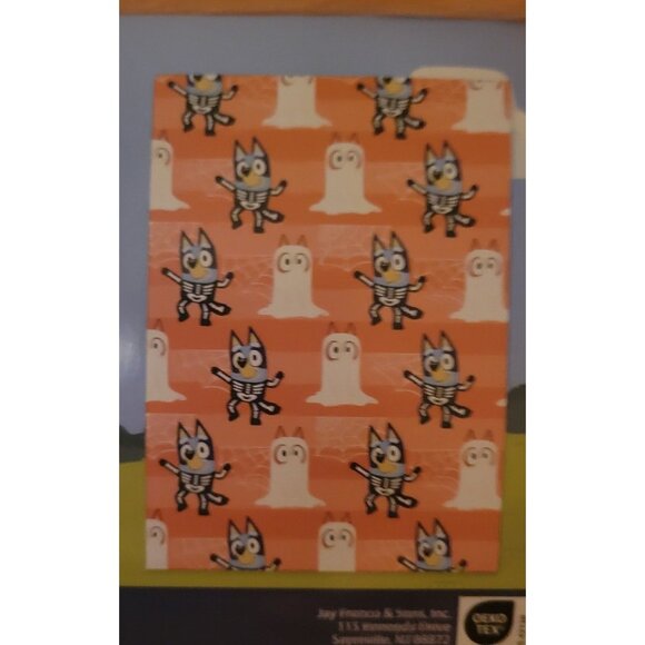BLUEY Skeleton Ghost Orange Halloween Throw Blanket - Picture 3 of 3